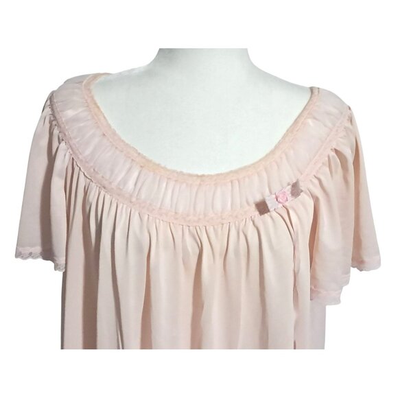 Vintage Vanity Fair Pink Nightgown Medium Made In USA Womans Sheer Nylon Short-S - Picture 2 of 11